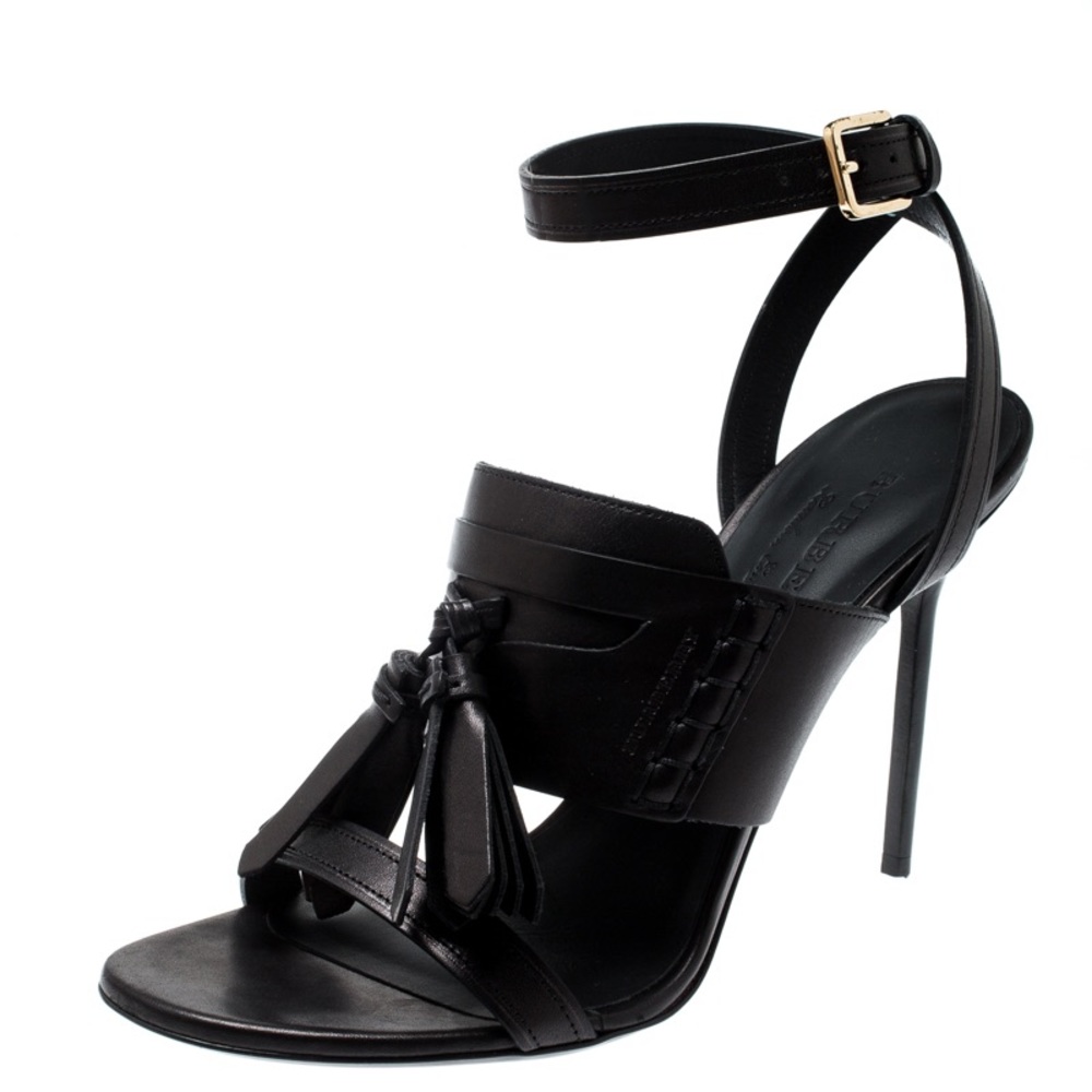 Burberry penny keeper tassel strap heels.